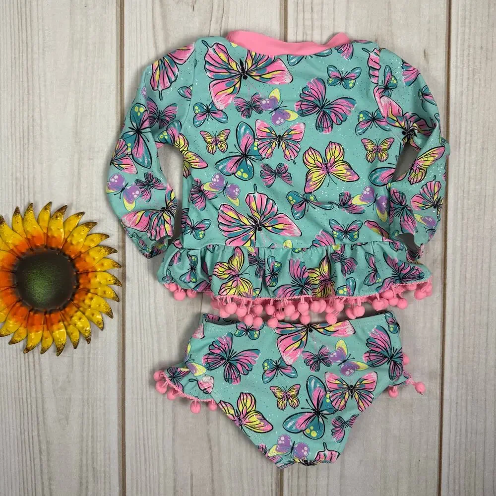 betsey‎ johnson girls long sleeve tankini swimsuit 12M